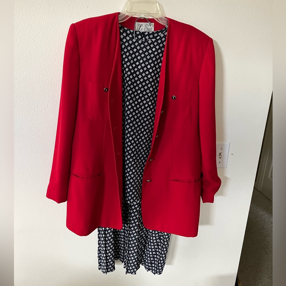 Red white and blue suit by Le Suit. Size 16